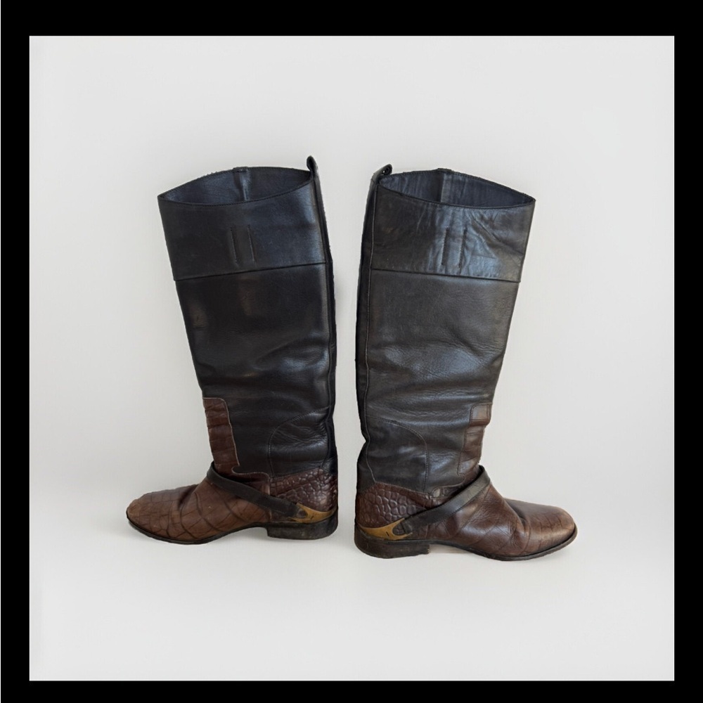 Golden Goose pull on croc leather riding boots size 39 9 - Picture 1 of 13